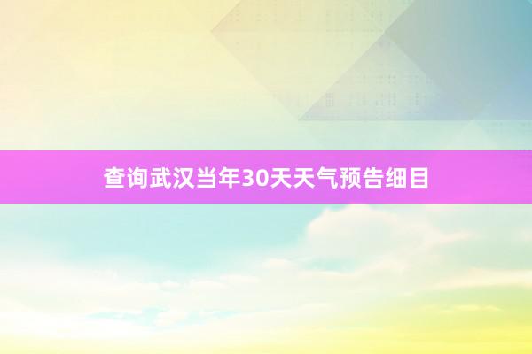 查询武汉当年30天天气预告细目